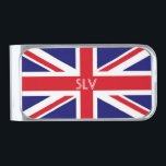 Union Jack monogram Silver Finish Money Clip<br><div class="desc">Monogram Union Jack,  UK Flag personalised money clip,  make it your own - customise it at Blubush</div>