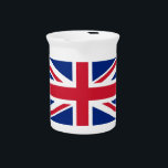 Union Jack National Flag of United Kingdom England Beverage Pitcher<br><div class="desc">The Union Flag, Royal Union Flag or Union Jack since 1606 is the national flag of the United Kingdom. Blue field on which the Cross of Saint Andrew counterchanged with the Cross of Saint Patrick, over all the Cross of Saint George fimbriated. This work created by the United Kingdom Government...</div>
