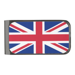 Union Jack National Flag of United Kingdom England Gunmetal Finish Money Clip