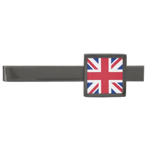 Union Jack National Flag of United Kingdom England Gunmetal Finish Tie Bar