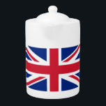 Union Jack National Flag of United Kingdom England Teapot<br><div class="desc">The Union Flag, Royal Union Flag or Union Jack since 1606 is the national flag of the United Kingdom. Blue field on which the Cross of Saint Andrew counterchanged with the Cross of Saint Patrick, over all the Cross of Saint George fimbriated. This work created by the United Kingdom Government...</div>