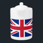 Union Jack National Flag of United Kingdom England Teapot<br><div class="desc">The Union Flag, Royal Union Flag or Union Jack since 1606 is the national flag of the United Kingdom. Blue field on which the Cross of Saint Andrew counterchanged with the Cross of Saint Patrick, over all the Cross of Saint George fimbriated. This work created by the United Kingdom Government...</div>