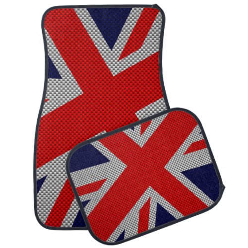 Union Jack on Carbon Fiber Style Colors Car Floor Mat