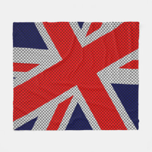Union Jack on Carbon Fiber Style Colors Fleece Blanket