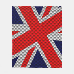 Union Jack on Carbon Fiber Style Colors Fleece Blanket
