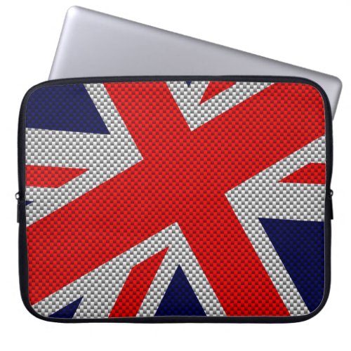 Union Jack on Carbon Fiber Style Colors Laptop Sleeve