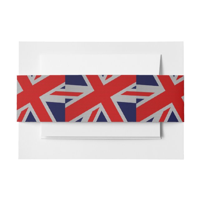 Union Jack on Carbon Fiber Style Print Invitation Belly Band (Front Example)
