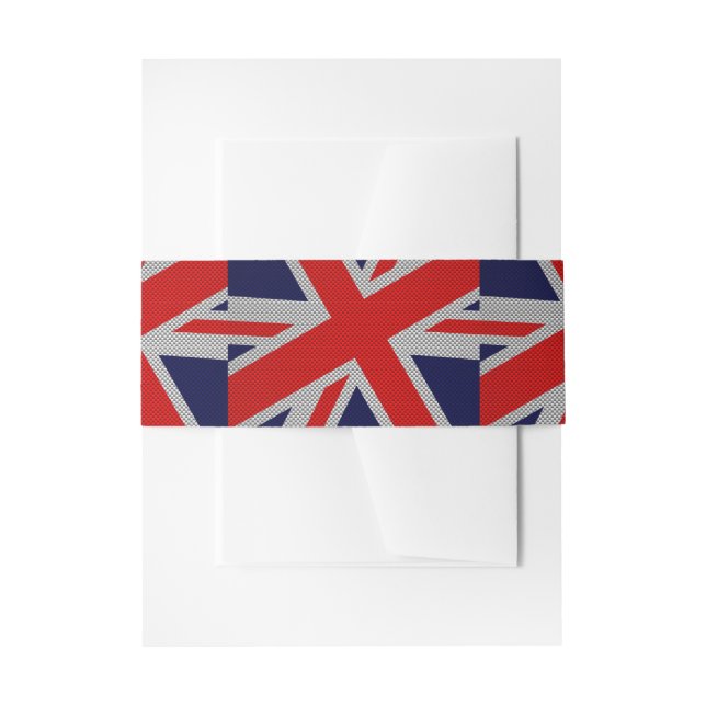 Union Jack on Carbon Fiber Style Print Invitation Belly Band (Front Example)