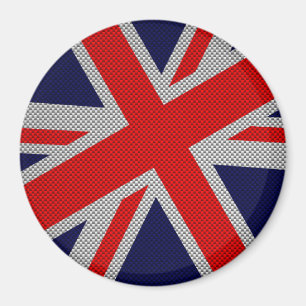 Union Jack on Carbon Fiber Style Print Magnet