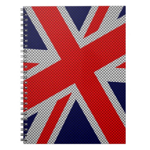 Union Jack on Carbon Fiber Style Print Notebook