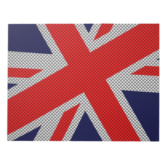 Union Jack on Carbon Fiber Style Print Notepad (Front)