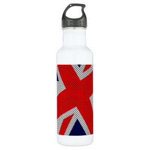 Union Jack on Carbon Fiber Style Print Stainless Steel Water Bottle