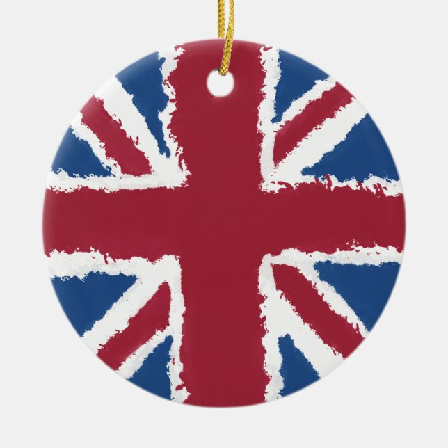 Union Jack Painted Artwork by Heva Weva  Ceramic Ornament (Front)