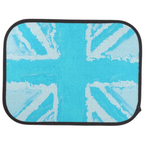 Union Jack Painted UK Art Aqua Car Floor Mat