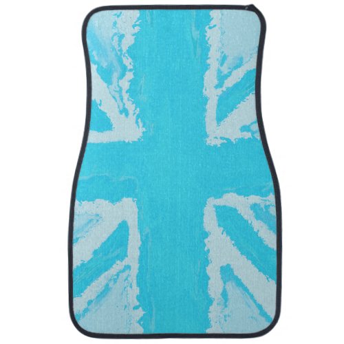 Union Jack Painted UK Art Aqua Car Floor Mat