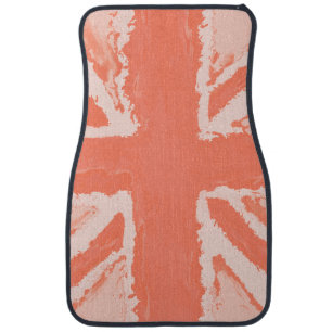 Union Jack Painted UK Art Peach Car Floor Mat