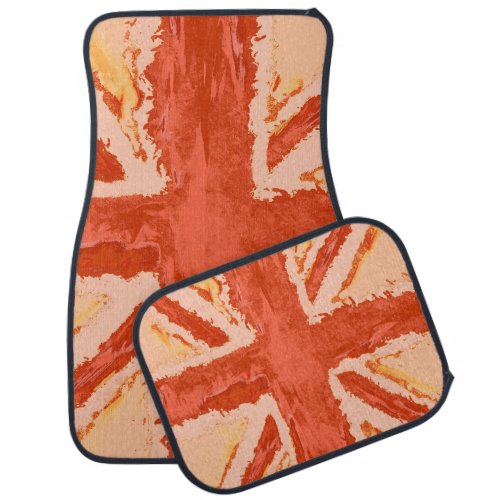 Union Jack Painted UK Art Tangerine  Car Floor Mat