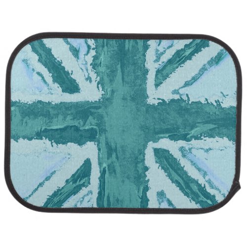 Union Jack Painted UK Art Teal Car Floor Mat