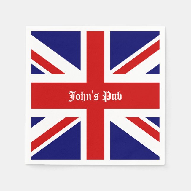 Union Jack Personalized British Pub Paper Napkins (Front)