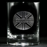 Union Jack Personalized Whiskey Glass<br><div class="desc">We've got a personalized British glass that is sure to be all the rage with not only our British friends, but with those of us infatuated with good ol' England, the Royal Family, and Kate Middleton. You don't have to be British to appreciate the appeal of this beautiful engraved glass...</div>