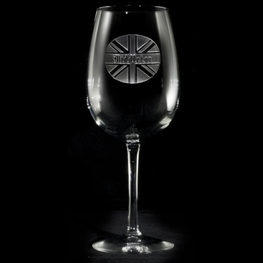 Union Jack Personalized Wine Glass (Front)