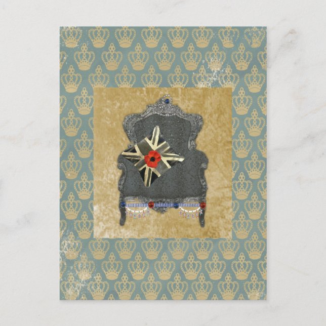 Union Jack Queen Anne Chair Poppy Postcard (Front)