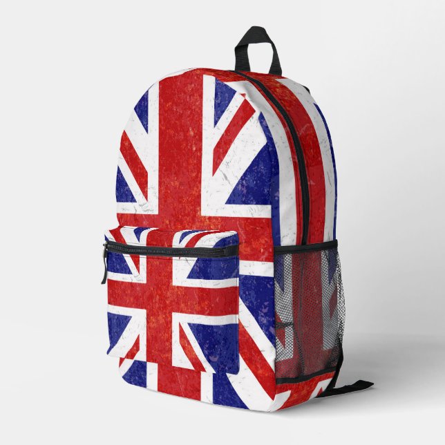 Union Jack Retro Flag Printed Backpack (Back Corner Right)