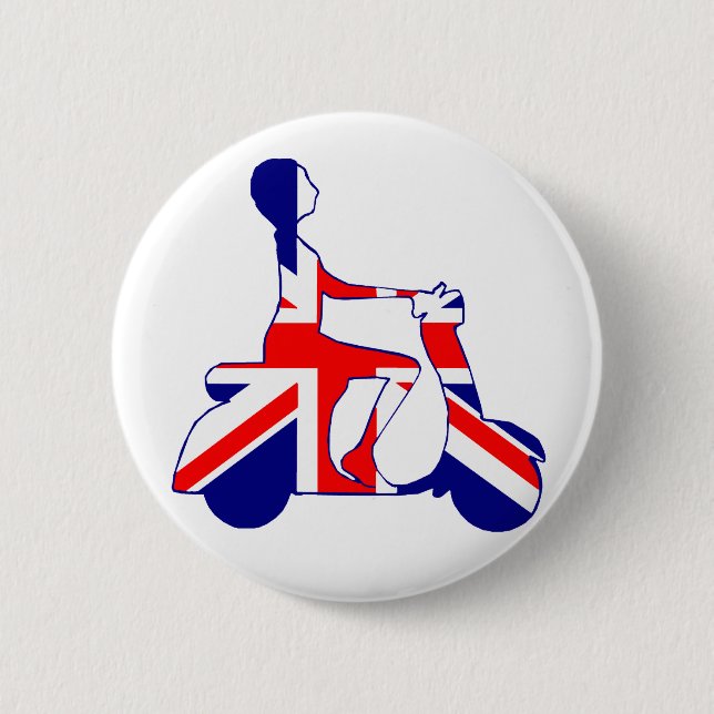 Union Jack scooter girl Pinback Button (Front)