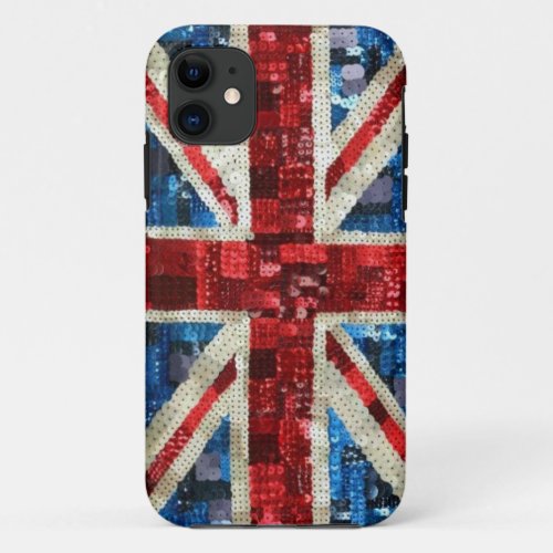 Union Jack sequin bling UK English flag iPhone 5 iPhone 11 Case