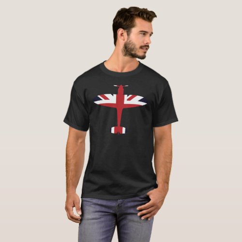 Union Jack Spitfire Airplane England Flag Tee