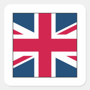 Union Jack Square Sticker with Transparent Border