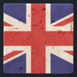 Union Jack Stone Coaster<br><div class="desc">Beautiful graphic stone coaster, with the red, white, and blue UK Union Jack flag. Chose the stone style you prefer and customize to add your own text. Stylish gift idea for anyone.</div>