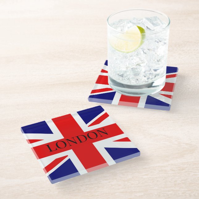 Union Jack the British Flag London   Glass Coaster (Angled)