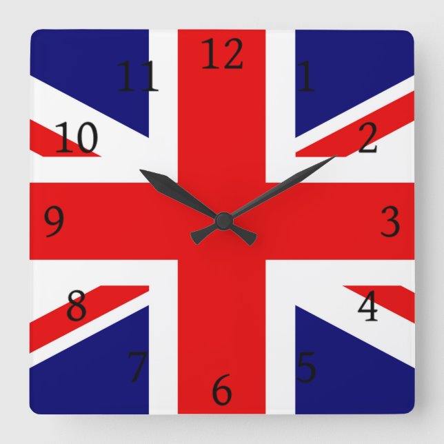 UNION JACK - THE BRITISH FLAG     SQUARE WALL CLOCK (Front)
