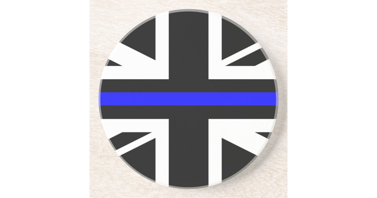 Union Jack Thin Blue Line Sandstone Coaster | Zazzle