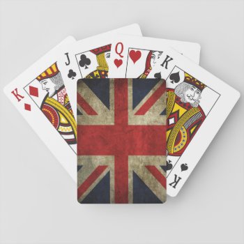 Union Jack Uk British Flag Faded Antique Playing Cards by FrogCreek at Zazzle
