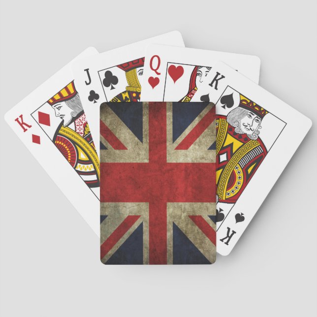 Union Jack UK British Flag Faded Antique Poker Cards (Back)