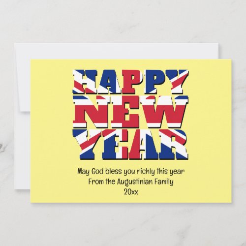 Union Jack UK Christian HAPPY NEW YEAR Holiday Card