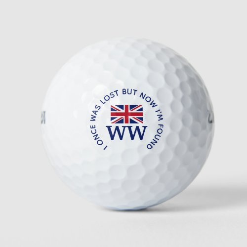 UNION JACK UK Custom Christian Lost Found MONOGRAM Golf Balls
