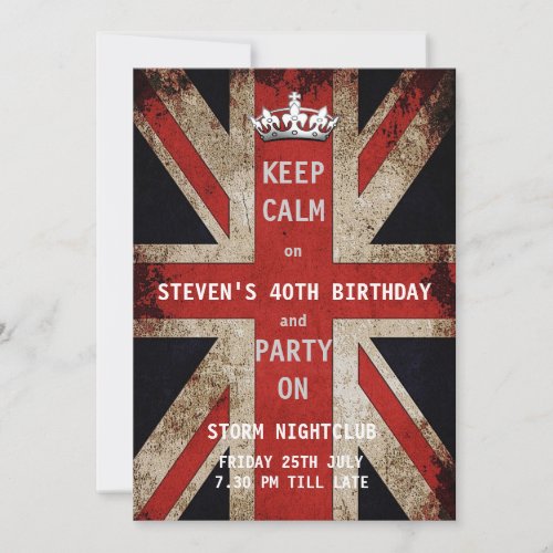 Union Jack UK Flag Birthday Party Invitation