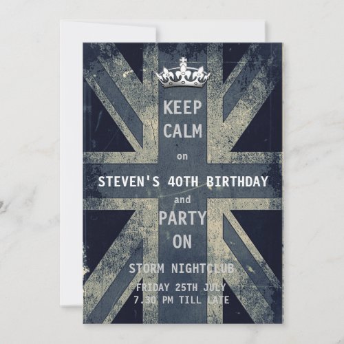 Union Jack UK Flag Birthday Party Invitation