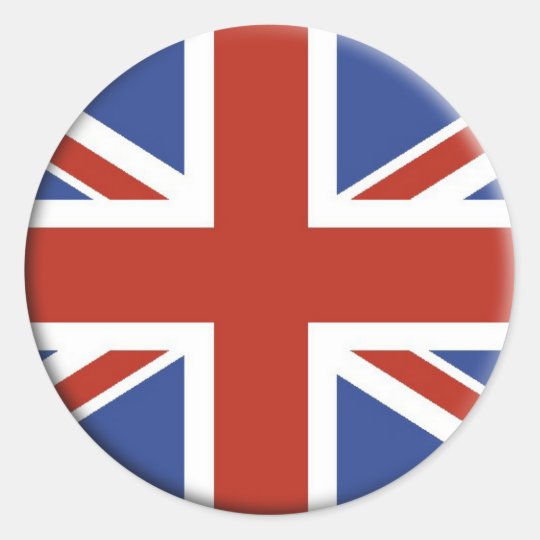 Union Jack Uk Flag Circle Designs Classic Round Sticker Zazzle Com