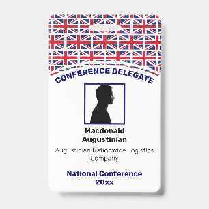 UNION JACK UK FLAG Customized Logo Photo ID Name Badge