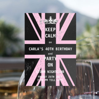 Union Jack UK Flag Female's Birthday Party Invitation