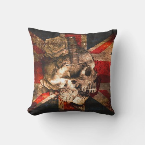Union Jack UK Flag Gothic Throw Pillow