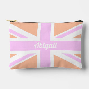 Union Jack / UK Flag in Girly Pink & Orange Accessory Pouch