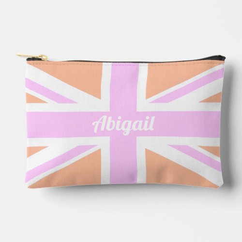 Union Jack  UK Flag in Girly Pink  Orange Accessory Pouch
