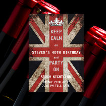 Union Jack UK Flag Male's Birthday Party Invitation