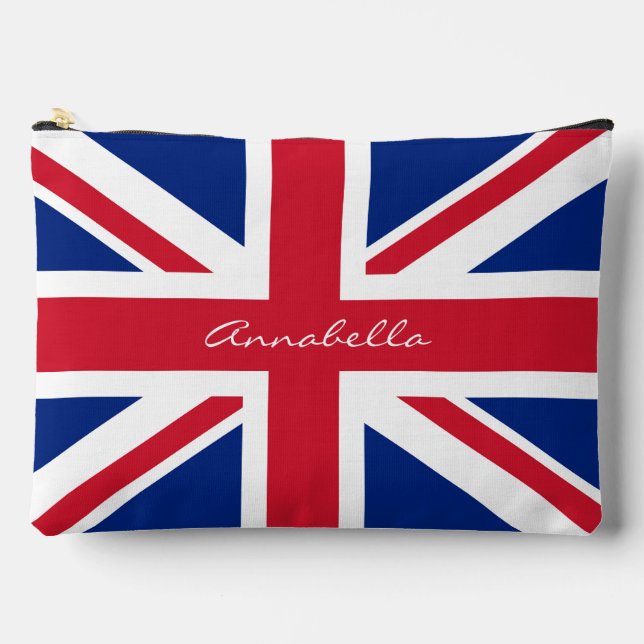 Union Jack UK Flag Personalized (optional) Accessory Pouch (Front)