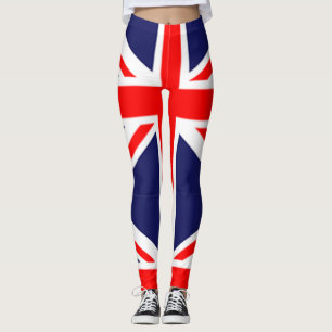 union jack uk flag red white blue design colorful leggings